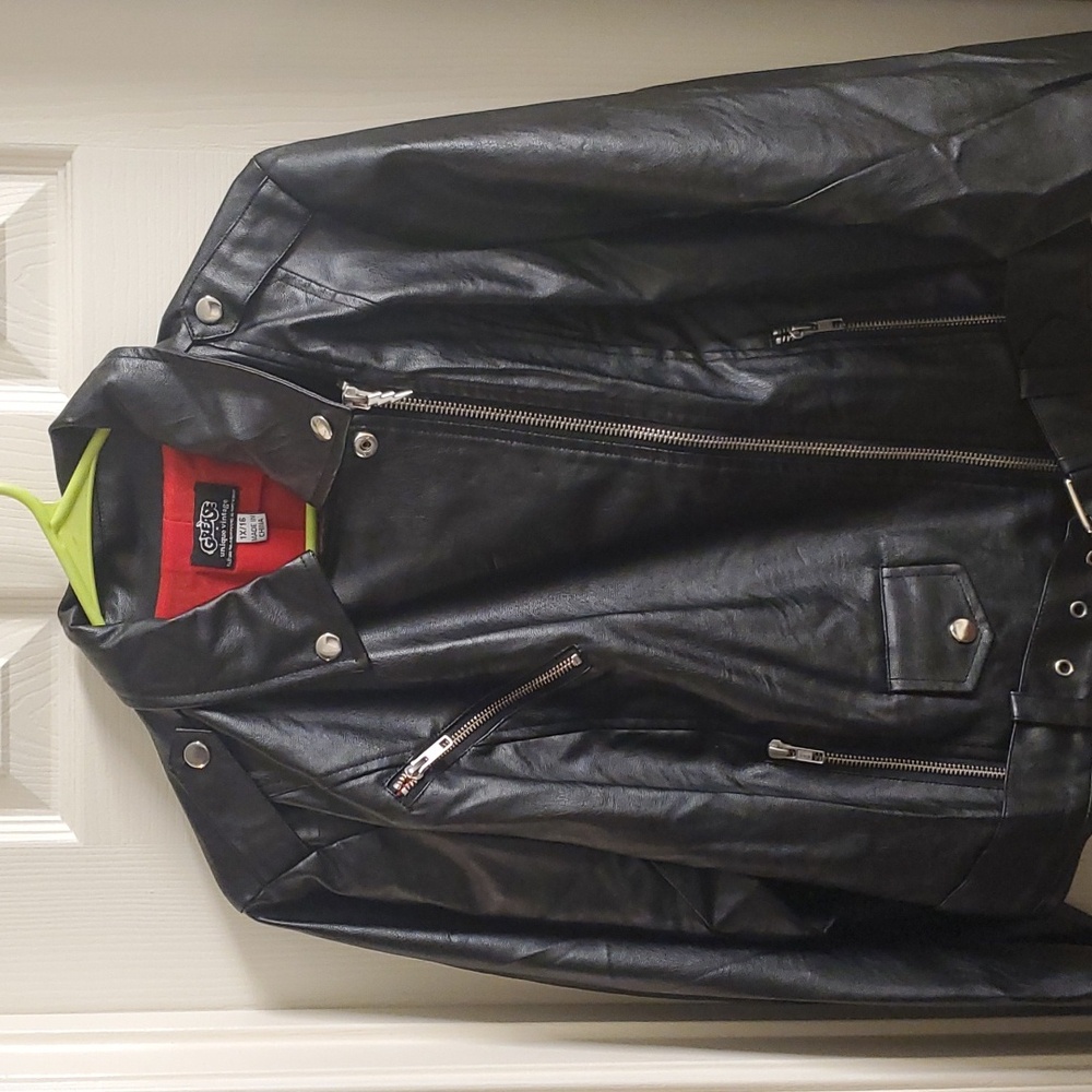 Unique vintage Grease faux leather crop jacket 1x